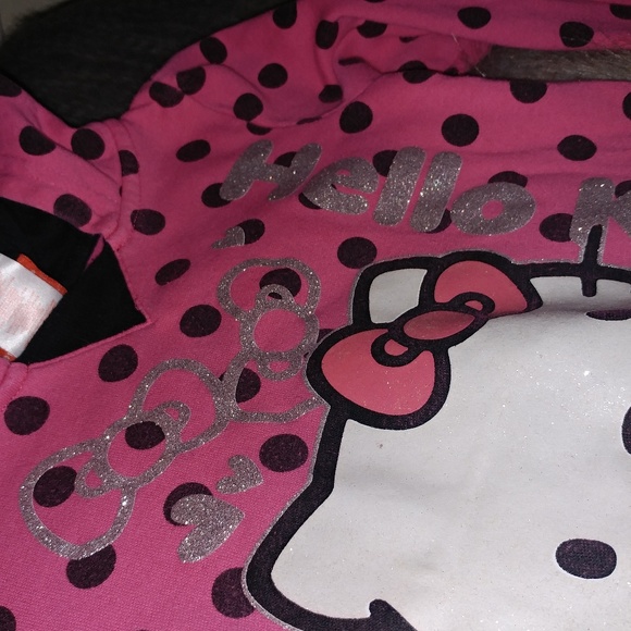 Sanrio Hello Kitty • Girls Pink Polka Dot Glitter Sparkly Sweatshirt size 5 - Picture 2 of 5